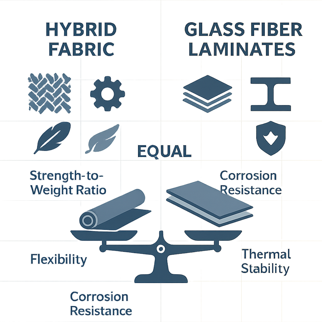 hybrid fabric vs glass fiber laminates