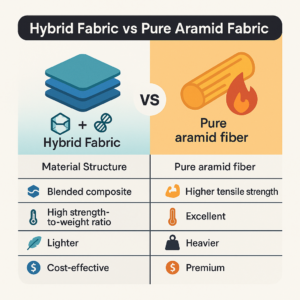 hybrid fabric vs pure aramid fabric