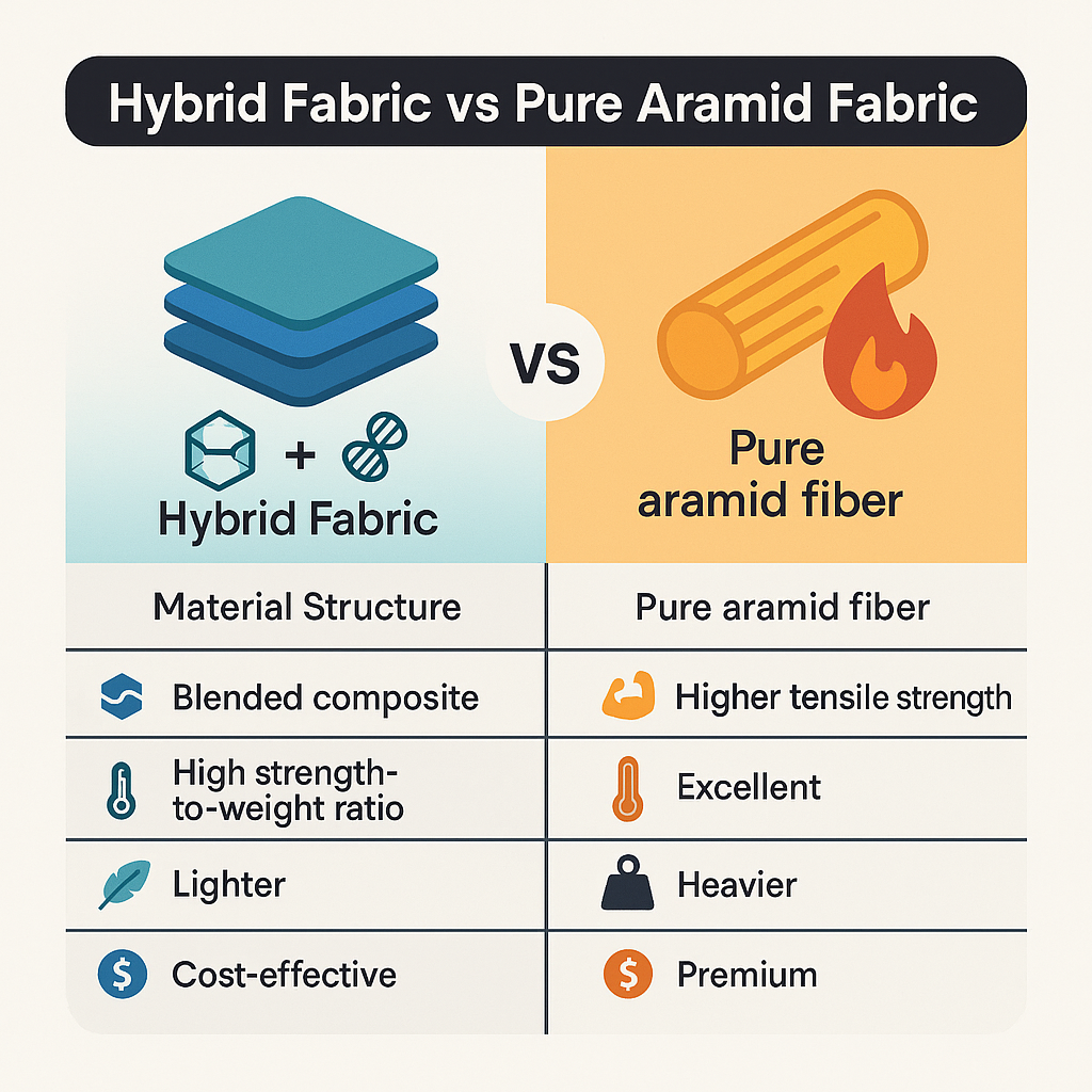hybrid fabric vs pure aramid fabric